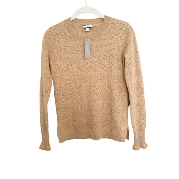 J Crew Cashmere Crewneck Sweater with Pointelle Stitch - Picture 1 of 4